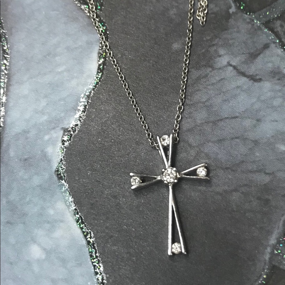 Cross Pendant White Gold Necklace